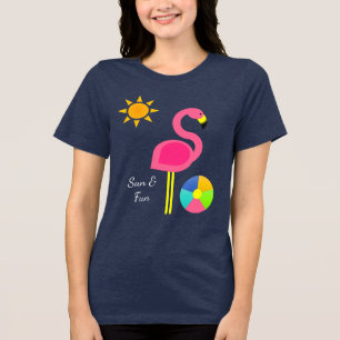 Pink Flamingo Beach Cover Up Tri-Blend Shirt