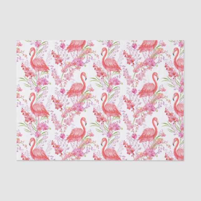 Pink flamingo beach pattern party tissue tissue paper (Front)