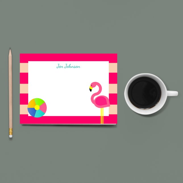 Pink Flamingo Beach Small Personalised Post-it Notes (Creator Uploaded)