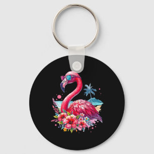 Pink Flamingo Beach Summer Vibes Palm Tree Tropica Key Ring