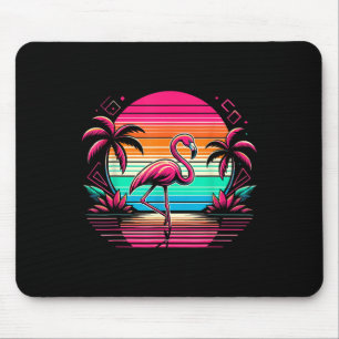 Pink Flamingo Beach Summer Vibes Palm Tree Tropica Mouse Pad