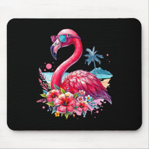 Pink Flamingo Beach Summer Vibes Palm Tree Tropica Mouse Pad