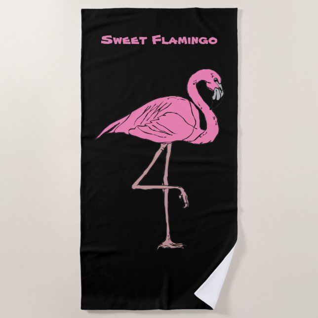 Pink Flamingo Beach Towel (Front)
