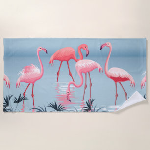 Pink Flamingo Beach Towel