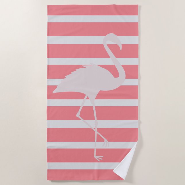 Pink Flamingo  Beach Towel (Front)