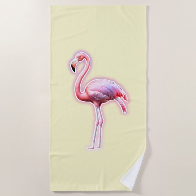 Pink Flamingo Beach Towel (Front)