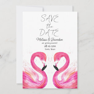 Pink Flamingo Beach Tropical Wedding  Invitation