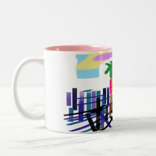 Pink flamingo beach Two-Tone coffee mug