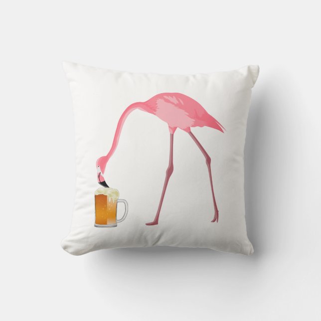 Pink Flamingo Beer Lover Cushion (Front)