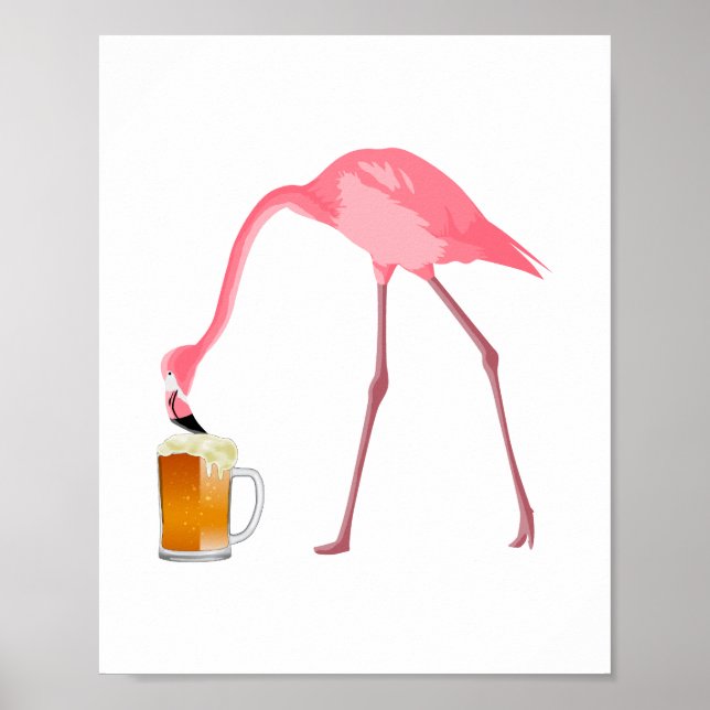 Pink Flamingo Beer Lover Poster (Front)