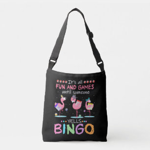 Pink Flamingo Bingo Funny Gift Art Crossbody Bag