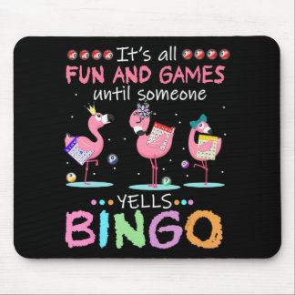 Pink Flamingo Bingo Funny Gift Art Mouse Pad
