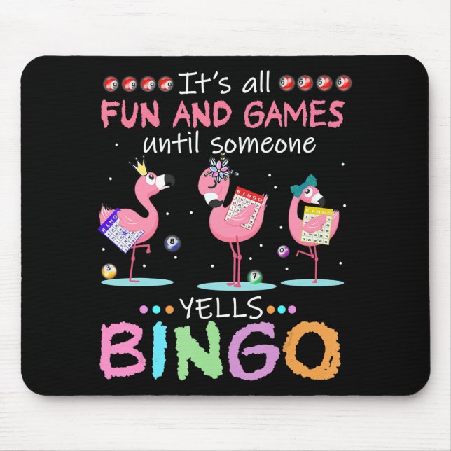 Pink Flamingo Bingo Funny Gift Art Mouse Pad (Front)