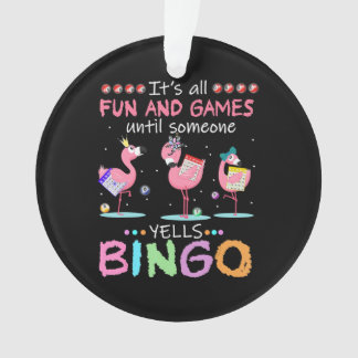 Pink Flamingo Bingo Funny Gift Art Ornament