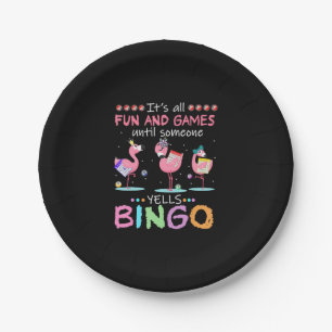 Pink Flamingo Bingo Funny Gift Art Paper Plate