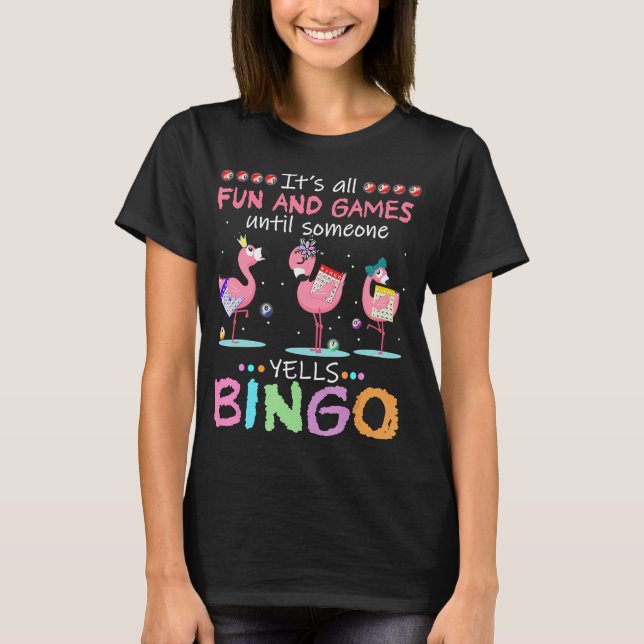 Pink Flamingo Bingo Funny Gift Art T-Shirt (Front)