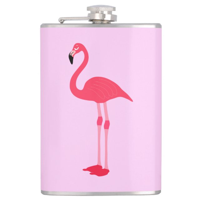 Pink Flamingo Bird-64305 Hip Flask (Front)