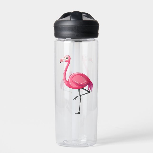 Pink Flamingo Bird-89686 Water Bottle (Front)
