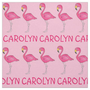 Pink Flamingo Bird Flamingos Personalised Name Fab Fabric
