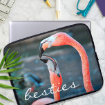 Pink Flamingo Bird Friends Photography Besties Laptop Sleeve<br><div class="desc">Who says flamingos can’t have fun with their favourite pal? Smile whenever you use this stunning, colourful photography neoprene laptop sleeve of two pink flamingos playing around. This laptop sleeve comes in three sizes: 15", 13", and 10”. Makes a great gift for your best friend! You can easily personalise this...</div>