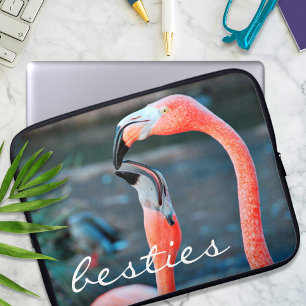 Pink Flamingo Bird Friends Photography Besties Laptop Sleeve