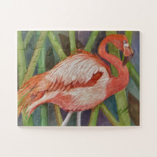 Pink Flamingo Bird Jigsaw Puzzle