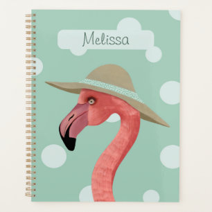 Pink Flamingo Bird Playful Polka Dots Planner