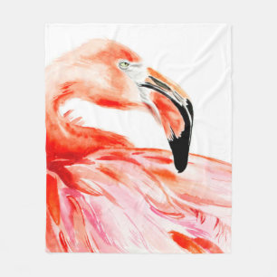 Pink Flamingo bird profile portrait, amazing beaut Fleece Blanket