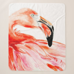 Pink Flamingo bird profile portrait, amazing beaut Sherpa Blanket