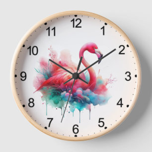 Pink Flamingo Bird Sublimation Clock
