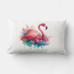 Pink Flamingo Bird Sublimation Lumbar Cushion