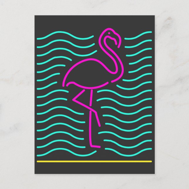 Pink Flamingo Bird T-shirt Neon Zoo Animal Gift Postcard (Front)