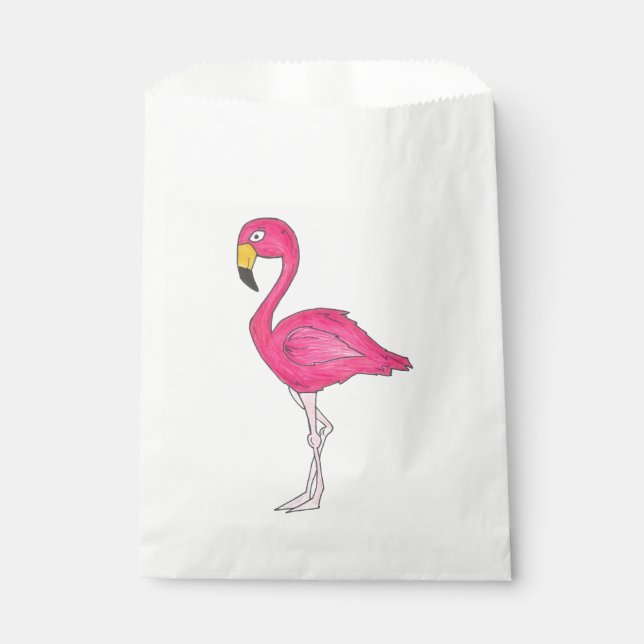 Pink Flamingo Bird Tropical Beach Birthday Party Favour Bag (Front)