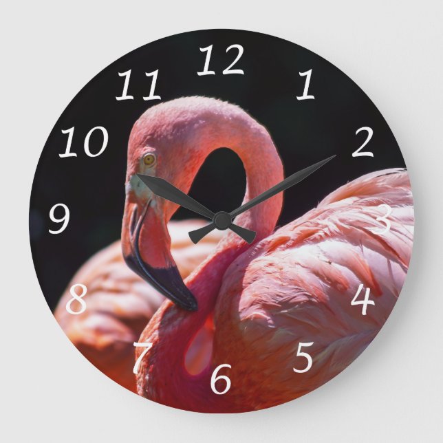 Pink Flamingo Bird Wall Clock (Front)