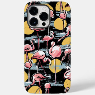 Pink Flamingo birds and sunset Tropical Tango Case-Mate iPhone 14 Pro Max Case