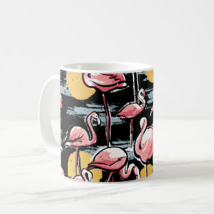 Pink Flamingo birds and sunset Tropical Tango Coffee Mug