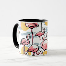 Pink Flamingo birds and sunset | Tropical Tango