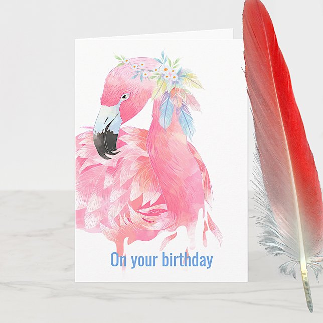 Pink Flamingo Birthday Greeting Card (Creator Uploaded)