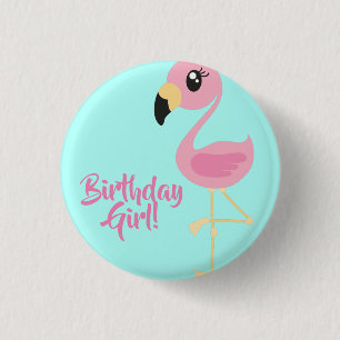 Pink Flamingo Birthday Party 3 Cm Round Badge