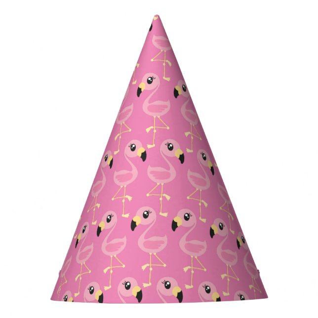 Pink Flamingo Birthday Party Hat (Front)