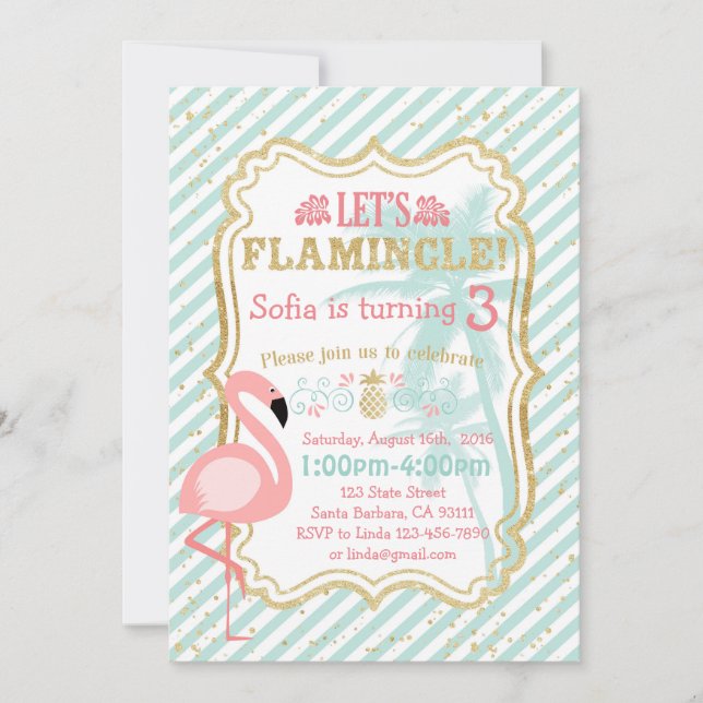 Pink Flamingo Birthday Party Invitation (Front)