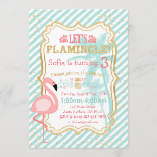 Pink Flamingo Birthday Party Invitation