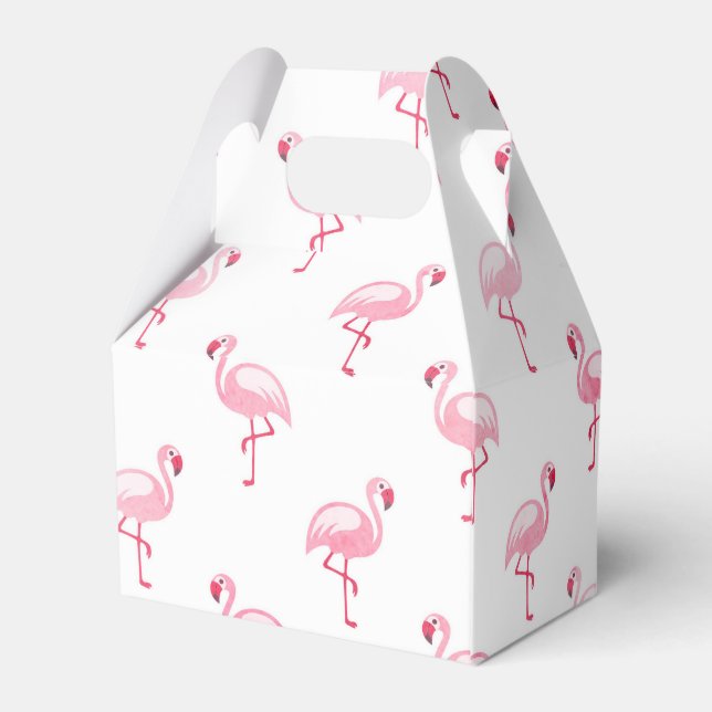 Pink Flamingo Birthday Party Pattern Favour Box (Back Side)