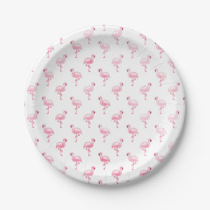 Pink Flamingo Birthday Party Pattern Paper Plate