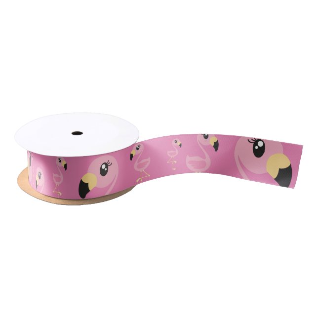Pink Flamingo Birthday Party Satin Ribbon (Spool)
