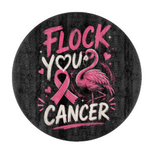 Pink Flamingo Breast Cancer Warrior Support Cutting Board