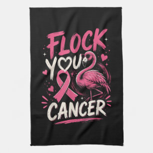 Pink Flamingo Breast Cancer Warrior Support Tea Towel