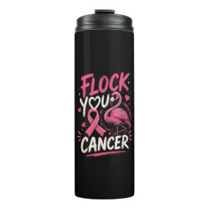 Pink Flamingo Breast Cancer Warrior Support Thermal Tumbler