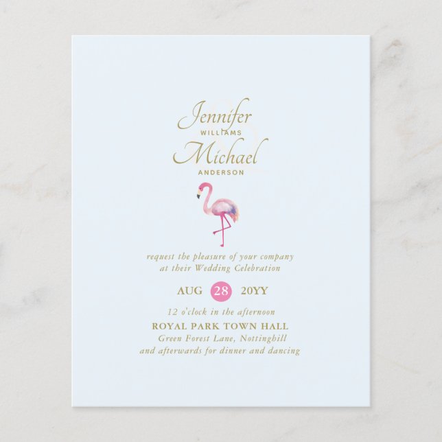 Pink Flamingo Bridal Shower by Mail or Wedding (Front)