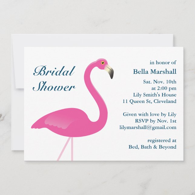 Pink Flamingo Bridal Shower Invitation (Front)